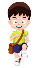 illustration of a boy go to school