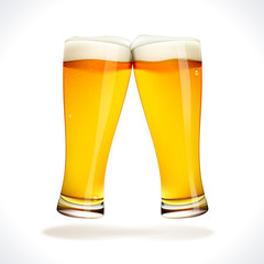 Beer splashing, two glasses