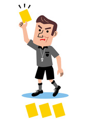 イエローカードを出す審判