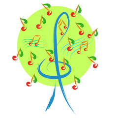 vector abstract music tree sketch illustration