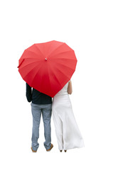 Brautpaar mit Schirm freigestellt