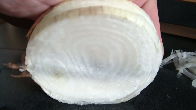 Slicing Onion Closeup
