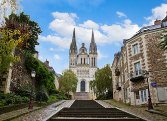 St Maurice cathedral, Angers, France - obrazy, fototapety, plakaty