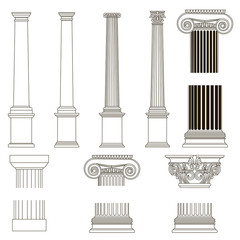 ionic column with greek key pattern