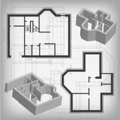 ground floor blueprints. vector illustration