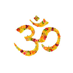 Ohm freigestellt aus Früchten und Obst