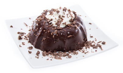 Fresh made Chocolate Pudding on white