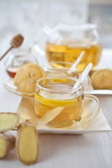 Ginger lemon tea and honey