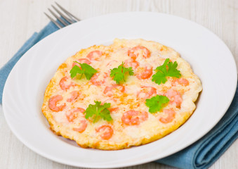 Omelet with shrimp and cheese