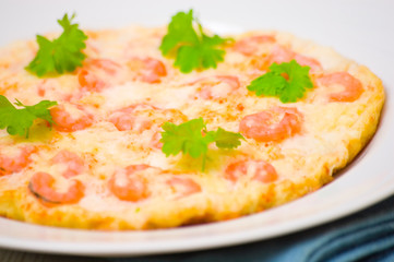 Omelet with shrimp and cheese