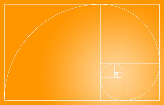 Fibonacci Spirale im goldenen Schnitt - Orange Wei&szlig;