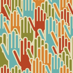 Diversity hands up seamless pattern