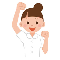 ガッツポーズの看護師