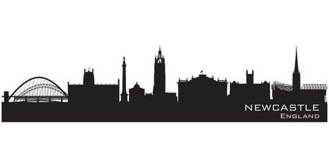Newcastle, England skyline. Detailed vector silhouette - obrazy, fototapety, plakaty
