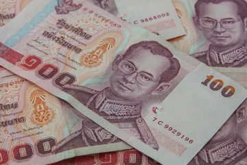banknotes of one hundred Baht