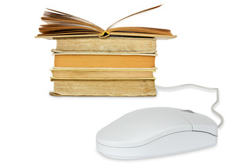 Computer mouse and books