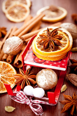 Star anise, cinnamon, cardamom. Christmas spices.