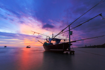Boat in color of sunset
