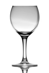 Empty wine glass on white