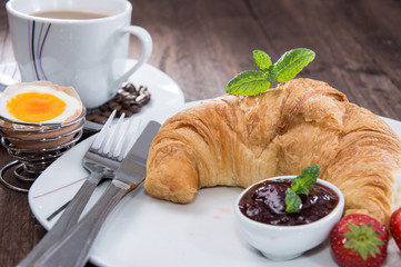 Breakfast with Croissants and Jam