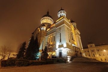 Cluj Napoca Orthodox Cathedral by night