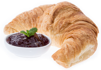 Croissant with Jam on white