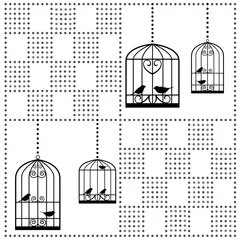 Stickers pour porte Oiseaux en cages oiseaux en cage
