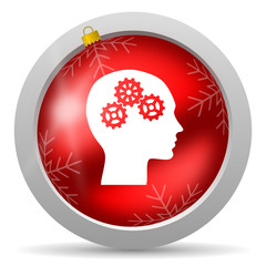 head red glossy christmas icon on white background