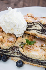 Plate with fresh baked Poppy-Seed Cake