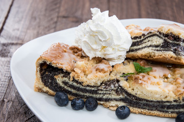 Plate with fresh Poppy-Seed Cake