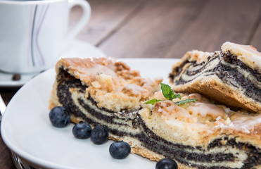 Plate with fresh Poppy-Seed Cake