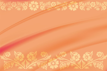 Card template with floral pattern on silk