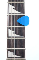 electric guitar fingerboard with sharktooth inlay