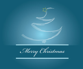 Shining christmas tree with lines and greeting