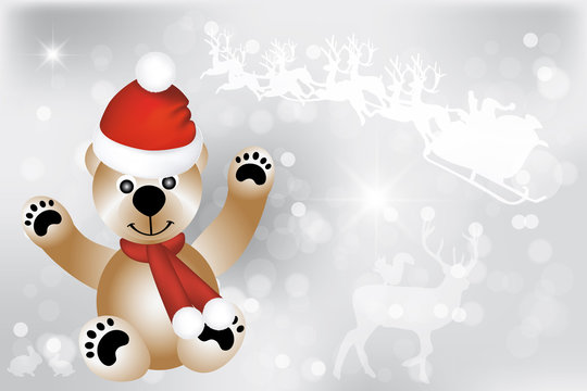 Teddy Bear with Santa's Hat and scarf