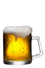 Mug fresh beer with cap of foam