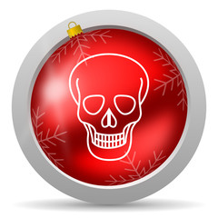 skull red glossy christmas icon on white background