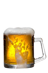 Mug fresh beer with cap of foam