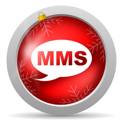 mms red glossy christmas icon on white background