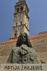 Statue of Matija Zmajevic in Perast, Montenegro