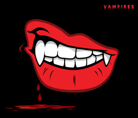 Vampire lips with fangs
