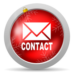 contact red glossy christmas icon on white background
