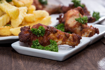 Chicken Wings with french fries