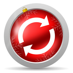 reload red glossy christmas icon on white background