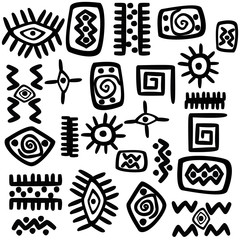 Background with African motifs over white background