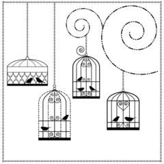 Crédence de cuisine en verre imprimé Oiseaux en cages oiseaux en cage