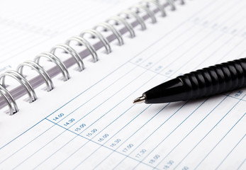 Open notebook with pen