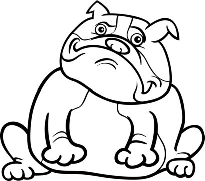 english bulldog dog cartoon for coloring book