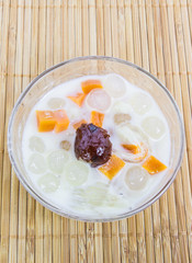 Thai style rich soybean milk mixed with nutrition fruits