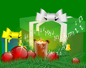 Christmas candlestick and christmas music